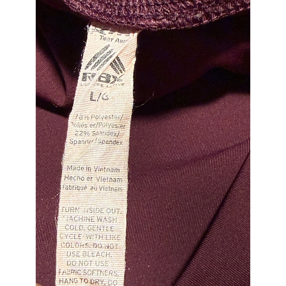 RBX Womens Large Burgundy High Waisted Capri Leggings Side Pockets Athleisure - Picture 8 of 16